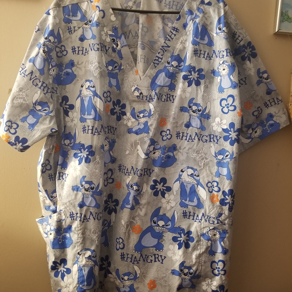 Lilo & stitch "hangry" scrub top